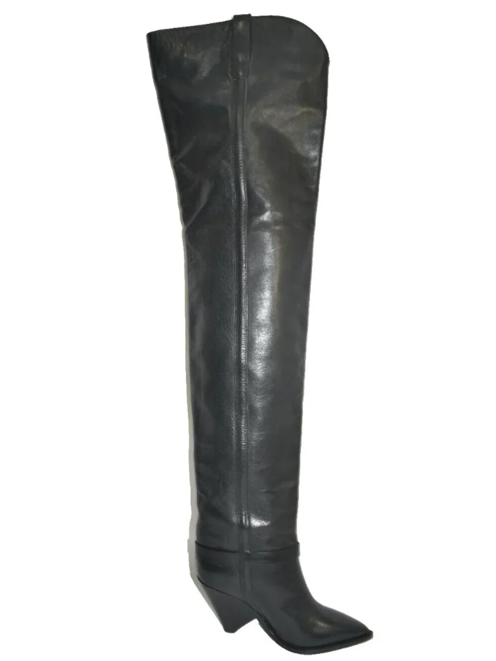 New! Isabel Marant Womens Black Lafsten 90MM Leather Thigh High Boots 36 6 DD38